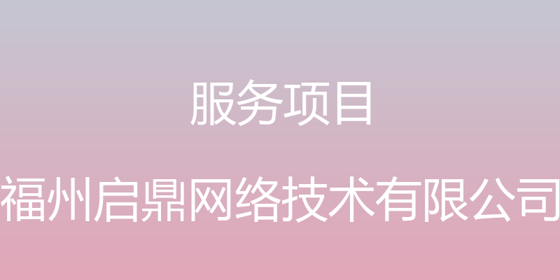 服务项目 - 福州启鼎网络技术有限公司